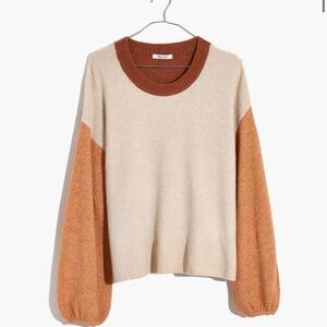Madewell Colorblock Sweater - Beige and Rust